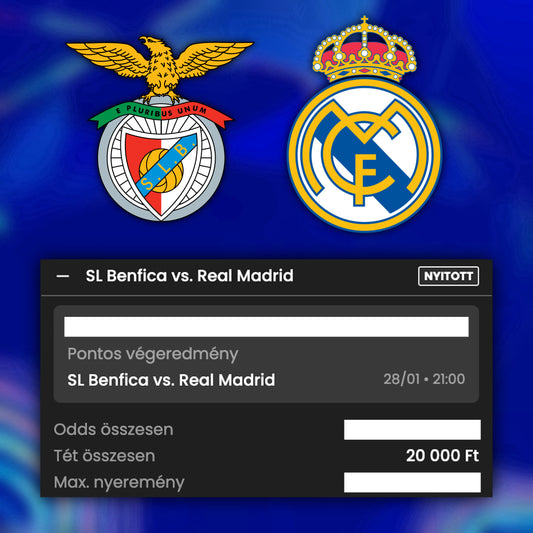 Pontos Eredmény Tipp (Benfica – Real Madrid)